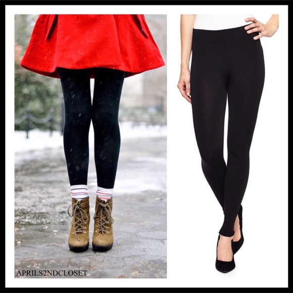 BLACK FLEECE FAUX FUR LINED LEGGINGS - Picture 2 of 11